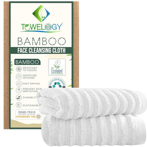 2-Packs Bamboo Face Cloths for Cleansing & Makeup Removal Exfoliating Facial Washcloths – Face Towel for All Skin Type 30x30cm (2, Snowy, 30x30cm)