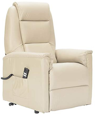 Sime ES-P2 relaxsessel elektrisch Zero Gravity, 2 Motoren, unabhängig verstellbare Rückenlehne und Fußteil 2 Räder unverformbarer Sitz Leder seniorensessel elektrisch relaxsessel Beige