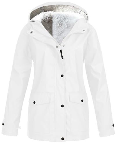 Veste d'hiver pour femme - Veste softshell pour femme - Grandes tailles - Coupe-vent - Respirante - Veste de randonnée pour femme - Avec doublure rembourrée - Capuche unie - Veste de pluie - Manteau