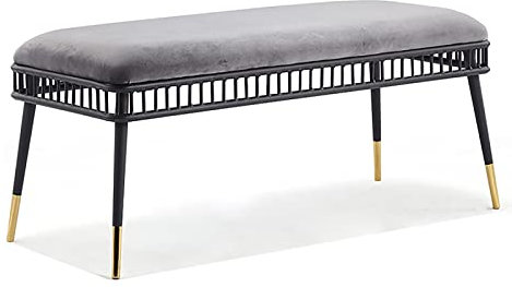 FGDIUCVN Ottomane-Bank aus Samt, gepolsterte Sitzbank, Eingangsbank aus Metall, Schlafzimmerbank, Moderne Schuhbank, Bettbank, Multifunktionsbänke, grau-Schwarze Beine, 120 x 40 x 45 cm (47