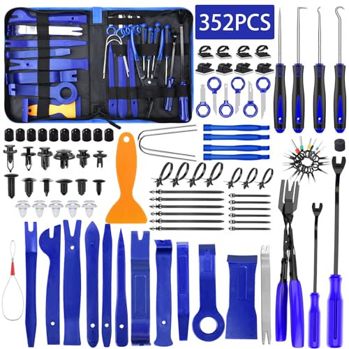 TEGOVE 352 Piezas Herramientas Kit Desmontar Coche,Herramientas Desmontaje Coche,Herramientas de Palanca para Automóviles para Herramientas Desmontar Interiores Coche Radio Audio