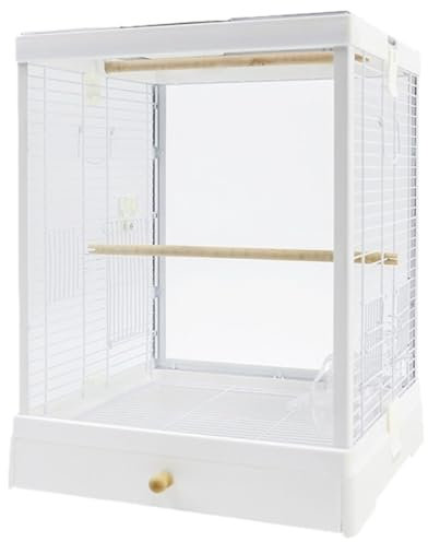 Fågelbur Voljär Fågelbur I Smidesjärn Fågelflygburar Med Bottenbricka Papegojbur För Parakiter Voljärbur Undulater(White)