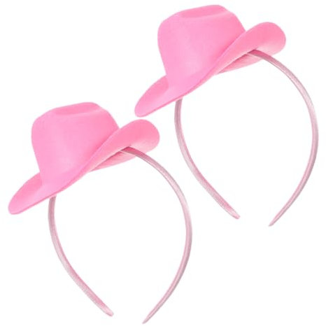 minkissy 2stücke Mini Cowgirl Hut Haarreif Pinke Western Kostüm Accessoires Stabiles Design Für Geburtstagsparty Und Square Dance Komfortabel Und Rutschfest Modisches Partyzubehör Für Damen