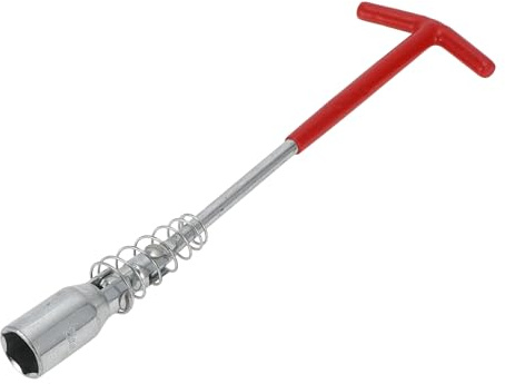 Hihaha T-Handle Spark Plug Socket Wrench Spanner Socket Remover for Car Motorcycle Lawn Mower High Carbon Steel 315x87mm 1 Pcs Red,Silver Tone Hexagon 21mm