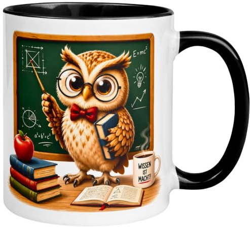 Lehrer Tasse | Eule in der Schule | Lehrkraft Professor Dozent Schulkind
