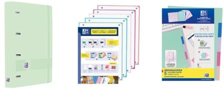 Oxford, Confezione raccoglitore Live & Go A4+ 4 anelli, plastica Polyfoam, con ricarica con 5 bande colore griglia 5 x 5 e separatori in plastica, colore ghiaccio menta