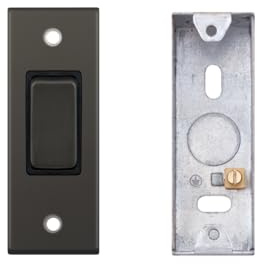 Selectric 5M Matt Black 1 Gang 10A 2 Way Architrave Switch With 25mm Architrave Back Box - Flush Mount