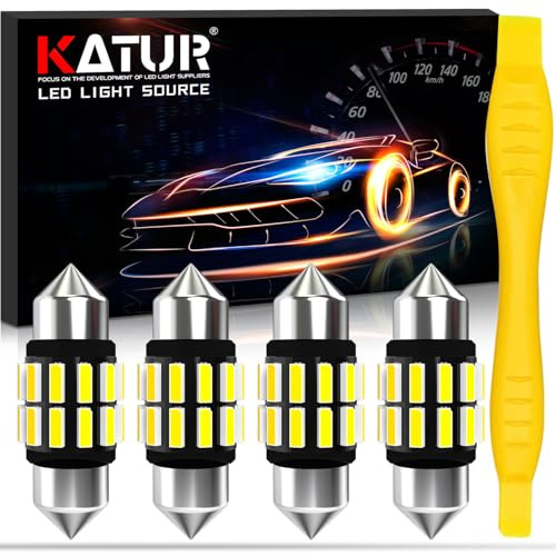 KATUR Ampoule C5W LED, 31mm 1.22'' Festoon LED Canbus 12V 24V 6000K Blanc Xénon 3175 DE3175 DE3021 3022 3021 Ampoules pour Voiture Dôme Carte Coffre Lumière de Courtoisie, 4pcs