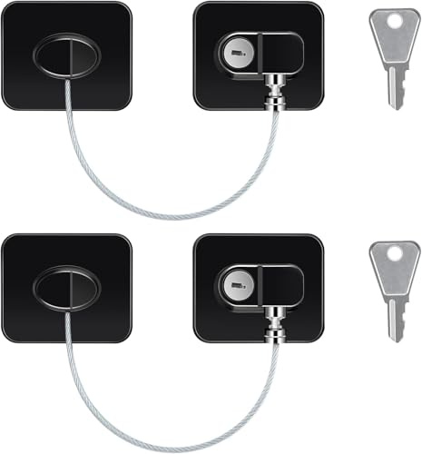 Arvoni 2 Piezas Cerradura Para Puerta De FrigoríFico, Candado Nevera con Llaves, Seguridad Puertas Niños No es Necesario Perforar, para FrigoríFico, Lavadora, Armario, Cajones, Ventana(Negro)