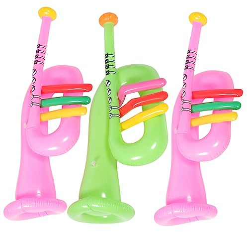 Trompeta Inflable Amarilla de PVC, 3 Piezas para Niños | Desinflable y Plegable, Accesorio para Foto y Fiesta Musical, Halloween, Navidad y Acción de Gracias Color Aleatorio