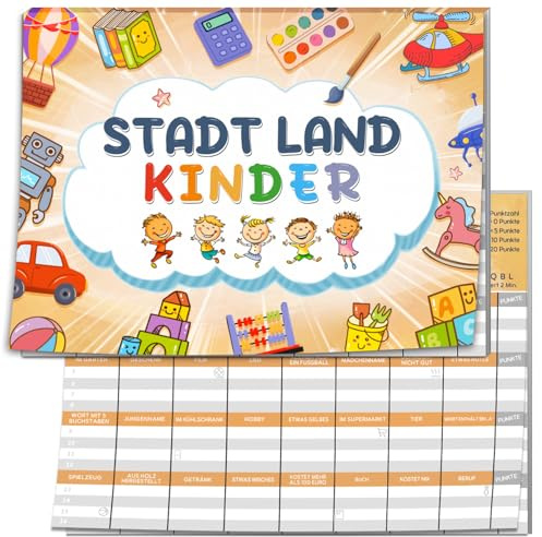 Stadt Land Kinder Kartenspiel, Geschenk für Junge Mädchen ab 7 8 9 10 Jahre, Geschenkidee zu Kommunion Erstkommunion Geburtstag, Ostergeschenke, Activity Junior Spiel 2026, Mitgebsel Kindergeburtstag