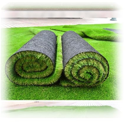Artificial Grass Turf Roll with Drainage ，Heavy Duty Realistic Fake Grass for High Traffic Lawn Landscape, Patio, Garden, Play Area, Pet Friendly(1.5x13m/5x43ft)