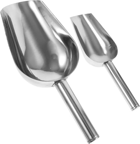 IMIKEYA 2 Stück Edelstahl Eisschaufel Mehrzweck Küchen Schaufel für Eiswürfel Mehl Nüsse Candy Spülmaschinenfest Rostfrei Vielseitig für Bar Restaurant Dessertshop
