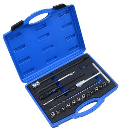 Kensbro 21tlg Injektor Dichtsitz Fräser Satz,Werkzeug Set für Diesel Injektoren Reinigung & Reparatur, Injektor Reparatur Set mit 13 Fräsern, 19mm Injektorfräser und Dichtring Auszieher