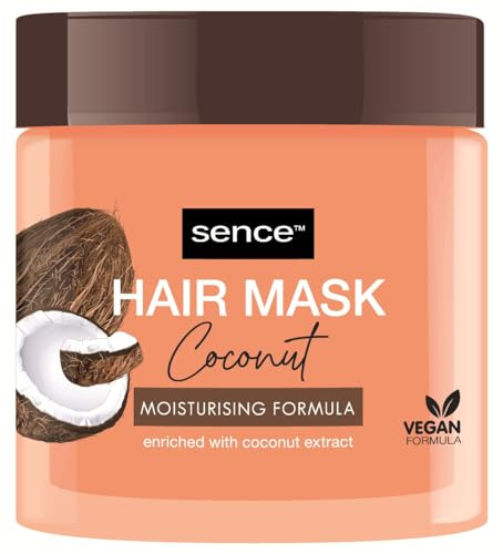 Kokos Haarmaske Vegan, Haarkur mit Coconut Oil für Damen und Herren – Intensive Haarpflege für trockene Haare, Maske für Haare, Hair Mask, Sence Beauty und Kosmetik (1 × 500 ml)