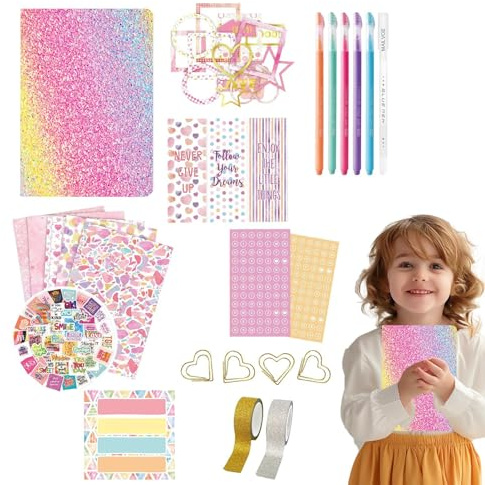 Creative Journal Set - Kids Journal Writing Notebooks | Scrapbook & Diary Art Crafts Kit, Journaling Art Crafts Kit, Creative Multifunctional Book for Girls Aged 4+