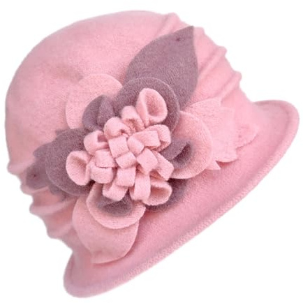 Generisk solhatt spädbarn 86 mössa damer vinter varm yllemössa mössa klockhatt 1920-talet 50-tals solhatt hatt flicka, ROSA, one size