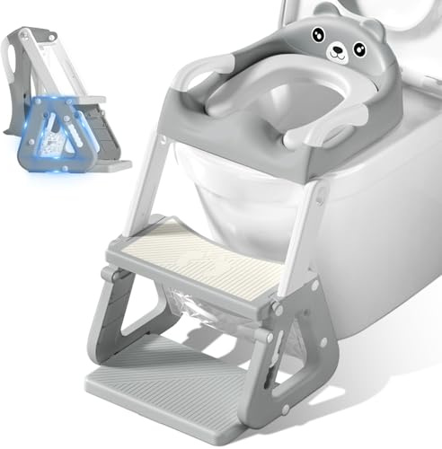 Vautvis Riduttore Scaletta Wc Bambini, Riduttore Wc Con Scaletta, Scaletta WC Per Bambini 2 In 1 Con Scale, Pedana Antiscivolo Anti-Spruzzo, Riduttore Water