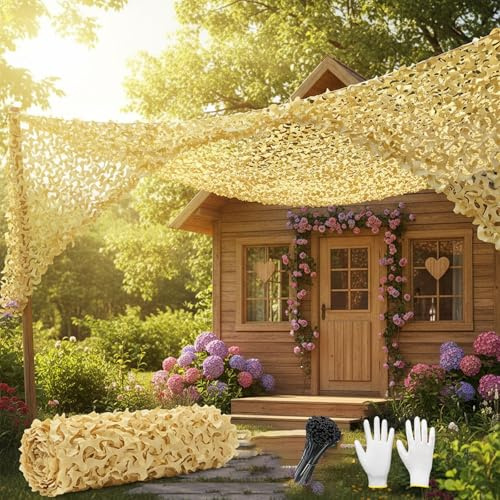 Genérico Camuflaje Red de Sombra para Exterior – Malla de Camuflaje Militar – Toldo Vela De Sombreo para Caza, Pesca, Fotografía Y Fiesta, Jardín, Terraza, Bosque Y Camping, Protección Solar(W4xH4m)