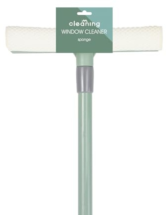 JVL Extendable Sponge Window Cleaner with Telescopic Handle, Streak-Free Glass Cleaning Tool - Green