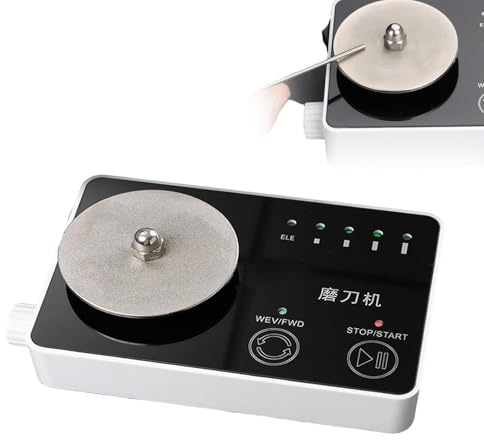 Rechargeable Electric Knife Sharpener, Adjustable Speed (0-5000RPM), Grinding Disc 2000 Mesh, Forward/Reverse, Ideal for Carving Knives, Fruits, Scissors