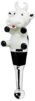 EDZARD Flaschenverschluss Kuh für Champagner, Wein und Sekt, Höhe 12 cm, Muranoglas-Art, Handarbeit