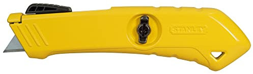 Stanley Sicherheitsmesser STHT0-10193 (robustes Universalmesser, automatischer Rückzug der Klinge, hoher Schutz vor Verletztungen, für Rechts- und Linkshänder), Gelb