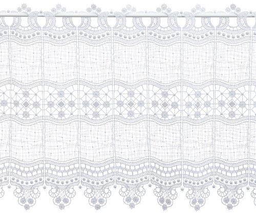 Plauener Spitze by Modespitze, Store Bistro Gardine Scheibengardine mit Stangendurchzug, hochwertige Stickerei, Höhe 45 cm, Breite 144 cm, Weiß