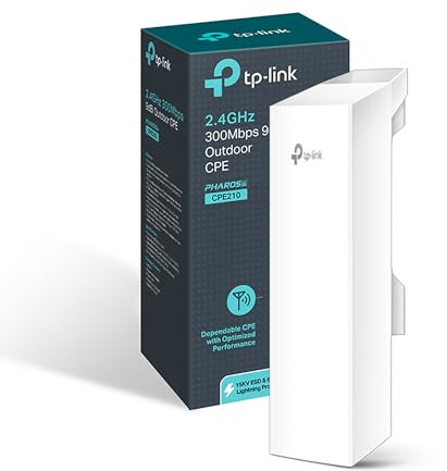 TP-LINK CPE210 WLAN access point, 2.4GHz 300Mbps 9dBi Outdoor CPE, 9dBi 2x2 dual-polarized directional MIMO antenna, 5km long range wireless transmission, Centralized Management System