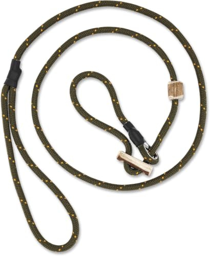 ROMNEYS Moxonleine Durham 6 mm – handgefertigte Retrieverleine & Agilityleine mit Hirschhorn-Zugstopp – Leine & Halsband in einem – Hundeleine Made in Germany (Oliv, 100 cm)