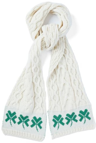 Aran Woollen Mills 100% Merino Wool Shamrock Scarf Natural