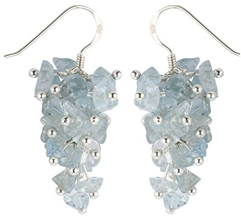 Ohrringe Ohrhänger in Traubenform Aquamarin & 925 Silber blau hellblau Damen