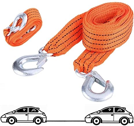 Cable de arrastre Cinta de Remolque 2 X 4mts con Gancho sujeción para Coche