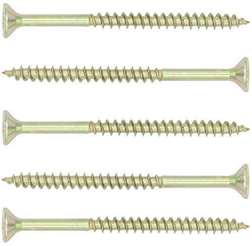Spanplattenschrauben 6x100 mm - 200 Stück - TX30 (I-Stern) - Senkkopf/Teilgewinde/Fräsrippen - gelb verzinkt - SC200 | SC-Normteile