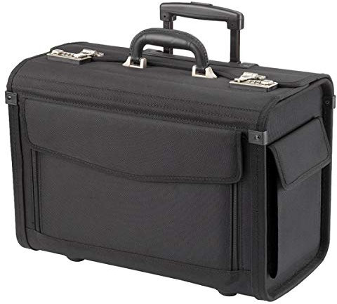 Aktenkoffer Trolley Pilotenkoffer Laptop 2 Rollen Koffer Schwarz 46 cm Bowatex