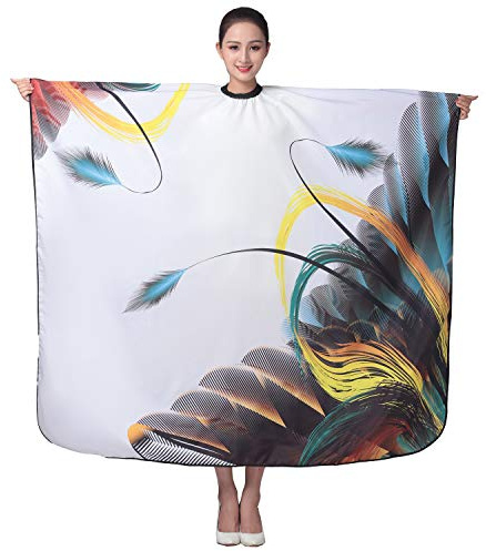 KAHOT Abito da parrucchiere da barbiere impermeabile da donna professionale barbiere parrucchiere abito da parrucchiere per lo styling dei capelli colori tagli di capelli (mantello di piume)