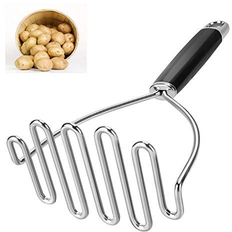 Potato Masher Large Heavy Duty Stainless Steel Potato Masher Kitchen Tool Professional Metal Wire Chopper for Beans Avocado Vegetables 26cm (Silver)