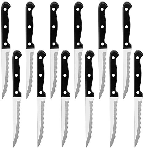 Joyfair Steakmesser Set, 12 Stück Gezacktes Steakbesteck, Edelstahl Steak Besteck Messer für Haus Restaurant Hotel, Rostfrei & Spülmaschinenfest