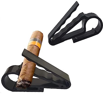 2 Pack Golf Cart Cigar Stand – 3-in-1 Holder, Clip & Minder for Golfers, Boat, Motorcycle, BBQ Grill (Black)