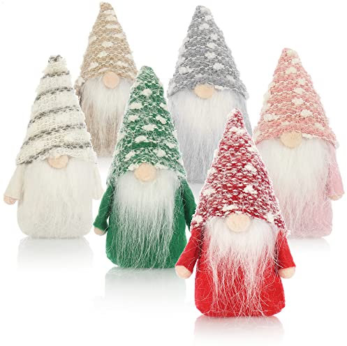 com-four® 6x Gnomi natalizi Premium 15 cm - Decorazioni natalizie - Figura nana invernale - Oggetti decorativi - Troll decorativi scandinavi - Gnomo svedese con barba e cappello invernale