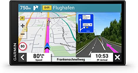Garmin DriveSmart 66 MT-S – Navigationsgerät mit hellem 6 Zoll (15,2 cm) HD-Display, 3D-Europakarten mit Umweltzonen, Verkehrsinfos in Echtzeit via Garmin Drive App, Sprach- und Fahrerassistenz