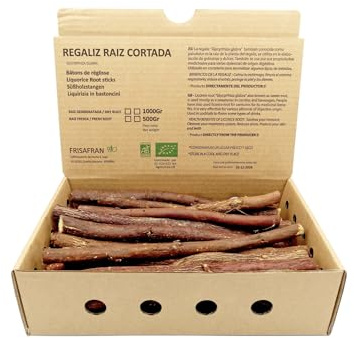 FRISAFRAN | Regaliz de palo Fresco - Humedo | Ecológico | RECIEN COSECHADO | regaliz de palo | Bastones de regaliz | palulu | paloduz | palo dulce | Raíz de regaliz | Directamente del productor | 500g