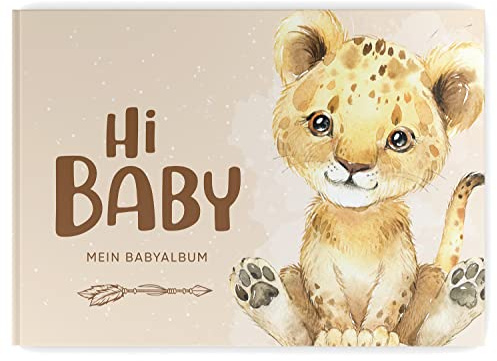 Babyalbum - Mein erstes Jahr, Junge Mädchen, Album zur Geburt, Baby-Tagebuch, schönsten Momente und Erinnerungen zum Auszufüllen auf 104 Seiten (ohne Personalisierung, Löwe)