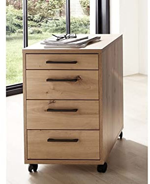 möbelando Rollcontainer Beistellcontainer Druckerwagen Beistellwagen Büromöbel Imke I Artisan Eiche