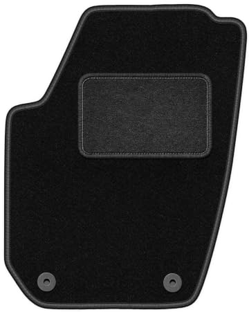Velours-Fahrermatte passend für Skoda Fabia II 2007-2014, Schwarz, LUX | Nur Version: Befestigung Fahrermatte; passend für Schrägheck/Kombi; Velours-Teppich (Polypropylen), ca. 6,5 mm