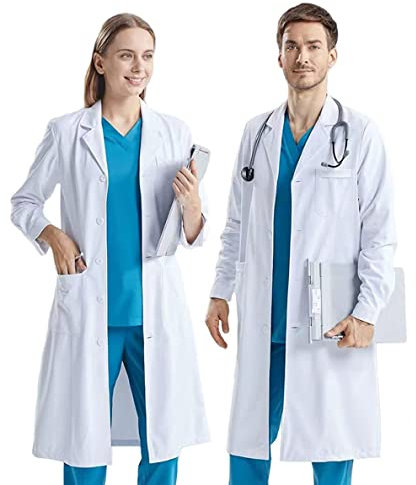 CoatCool White Lab Coat for Women and Men - Cotton Medical Science Labcoat for Doctors, Chemistry Laboratory, Food Service - Unisex Adult Costume for School Student Cosplay
