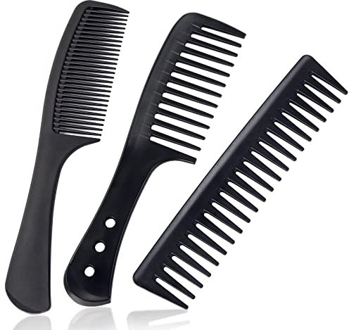 Sularpek Set di 3 pettini antistatici a denti larghi in fibra di carbonio, resistenti al calore per i capelli