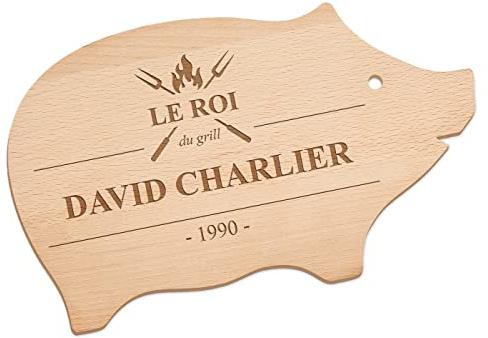 Maverton Planche en bois de hêtre à personnaliser | Planche à découper gravée, Plateau pour homme, pour chef et amateur de cuisine, pour anniversaire, pour lui/papa, Grill