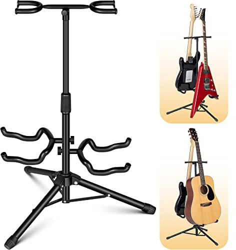 CAHAYA Guitar Stands Floor Metal with Neck Holder Folding Tripod Universal Holder, for Acoustic Electric Guitars Ukulele Violin Banjo Mandolin, Purple CY00253