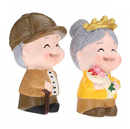 Homoyoyo Kuchen Harzfigur 2 Stück aus Kunstharz für Ältere Paar, Stilvoll | Großelternstatue für Heimdeko, Kreative und Elegante Form, als Jubiläumsgeschenk für Zuhause und Schlafzimmer